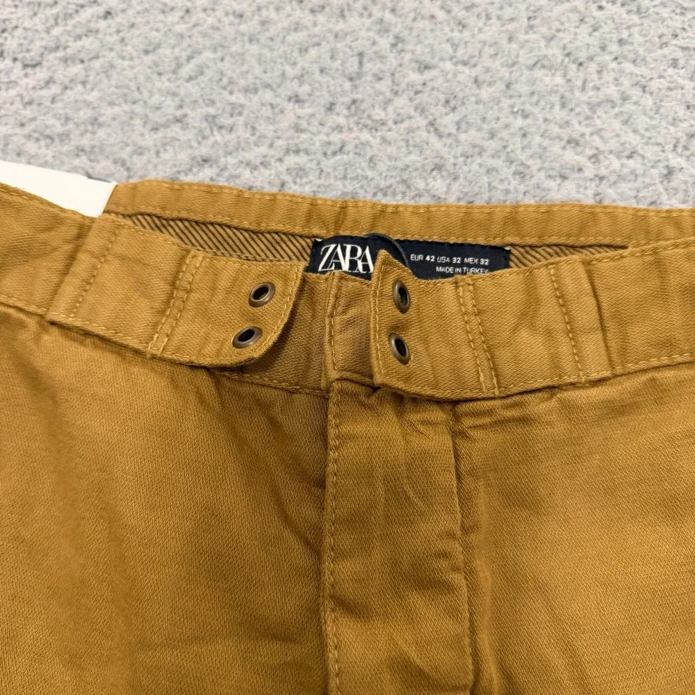 Zara Man Chino Shorts Mens 32 Brown Cotton Linen Blend NEW